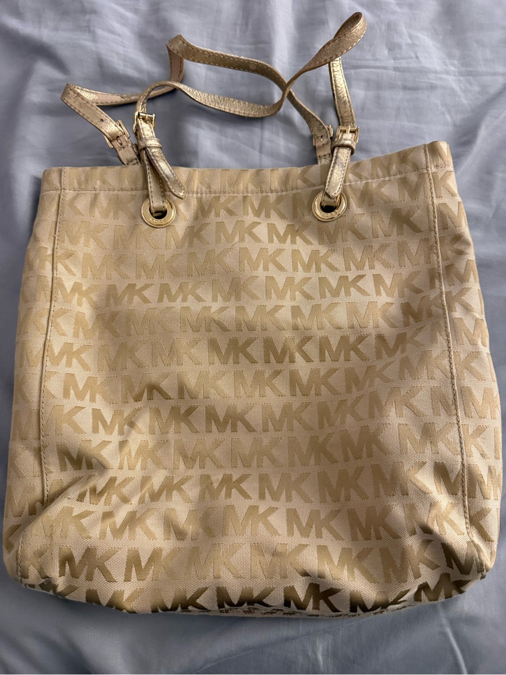 Michael Kors Metallic Gold MK Monogram Tote - Picture 4 of 7